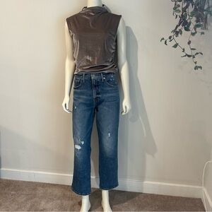 Lucky Brand Distressed Straight-Leg Jeans Size 8